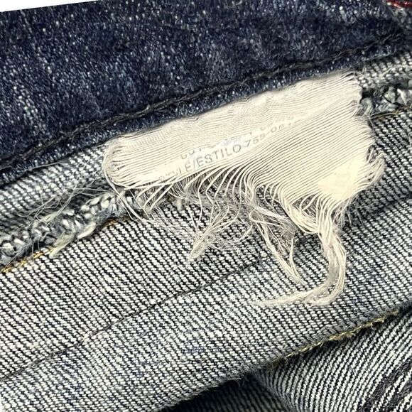 Lena Jeans Blue Denim BOHO Colorful Embroidery W28 Mid Rise Festival Button Flap - Picture 8 of 12